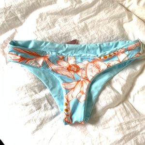 Maaji Floral Blue Reversible Bikini Bottoms NEW